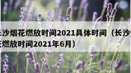 长沙烟花燃放时间2021具体时间（长沙烟花燃放时间2021年6月）