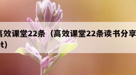 高效课堂22条（高效课堂22条读书分享ppt）