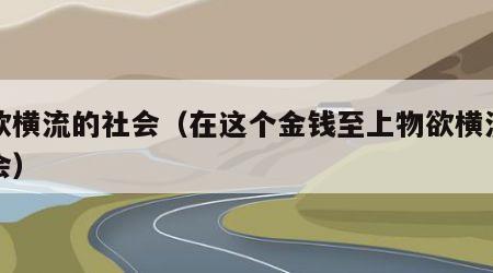 物欲横流的社会（在这个金钱至上物欲横流的社会）