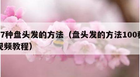 17种盘头发的方法（盘头发的方法100种视频教程）