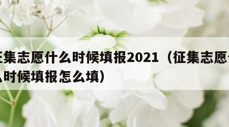 征集志愿什么时候填报2021（征集志愿什么时候填报怎么填）