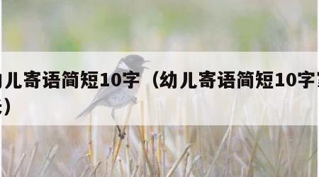 幼儿寄语简短10字（幼儿寄语简短10字家长）