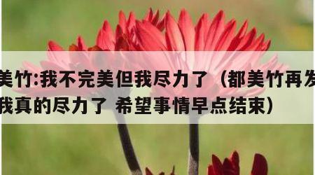 都美竹:我不完美但我尽力了（都美竹再发长文我真的尽力了 希望事情早点结束）