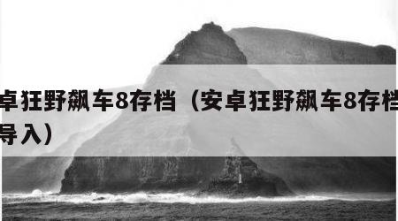 安卓狂野飙车8存档（安卓狂野飙车8存档怎么导入）
