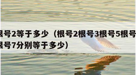 根号2等于多少（根号2根号3根号5根号6根号7分别等于多少）