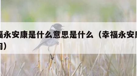 幸福永安康是什么意思是什么（幸福永安康上一句）