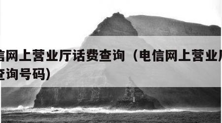 电信网上营业厅话费查询（电信网上营业厅话费查询号码）