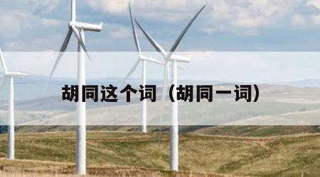 胡同这个词（胡同一词）