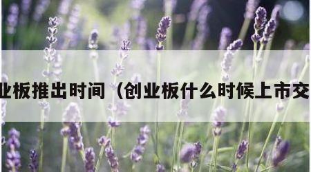 创业板推出时间（创业板什么时候上市交易）
