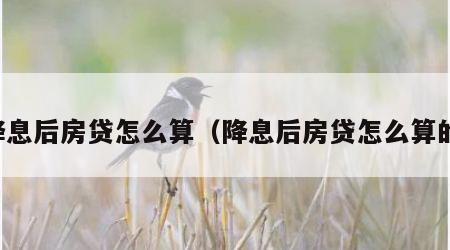 降息后房贷怎么算（降息后房贷怎么算的）