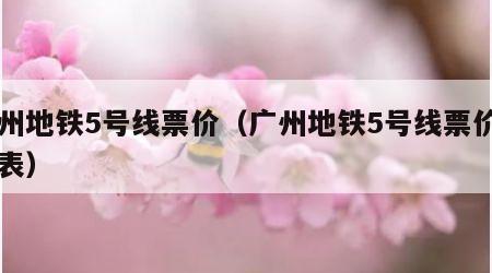 广州地铁5号线票价（广州地铁5号线票价一览表）