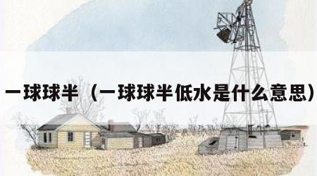 一球球半（一球球半低水是什么意思）
