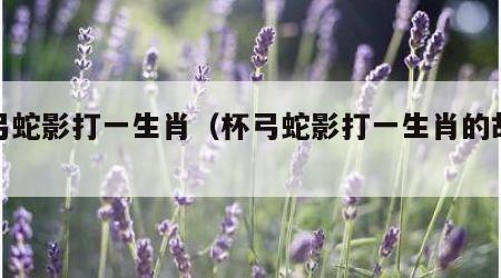 杯弓蛇影打一生肖（杯弓蛇影打一生肖的故事）