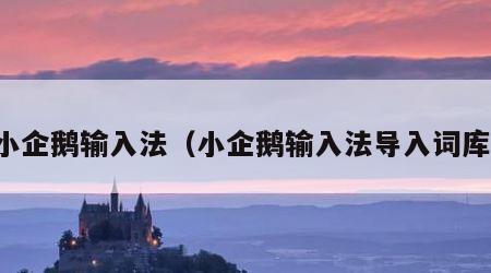 小企鹅输入法（小企鹅输入法导入词库）