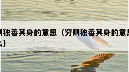 穷则独善其身的意思（穷则独善其身的意思是什么）
