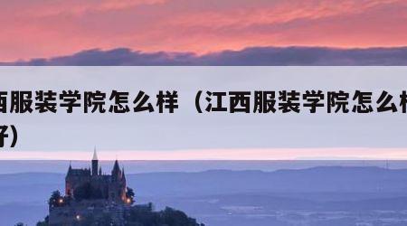 江西服装学院怎么样（江西服装学院怎么样好不好）