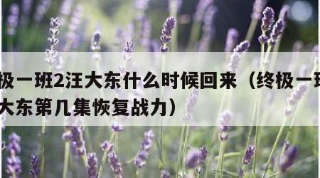 终极一班2汪大东什么时候回来（终极一班2汪大东第几集恢复战力）