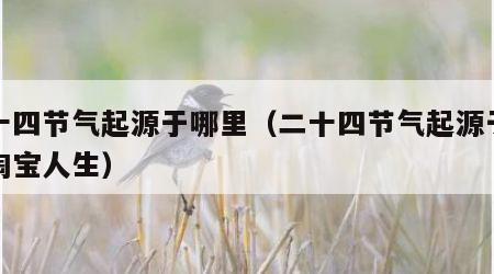 二十四节气起源于哪里（二十四节气起源于哪里淘宝人生）