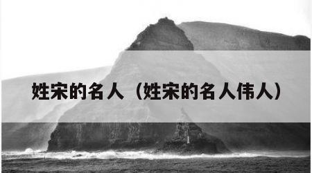 姓宋的名人（姓宋的名人伟人）