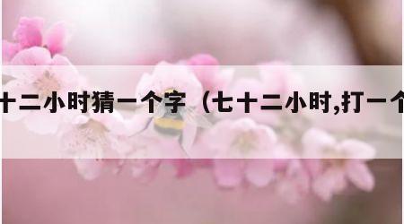 七十二小时猜一个字（七十二小时,打一个字）