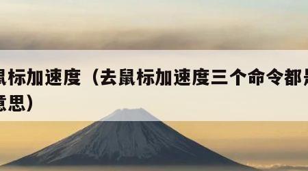 去鼠标加速度（去鼠标加速度三个命令都是什么意思）