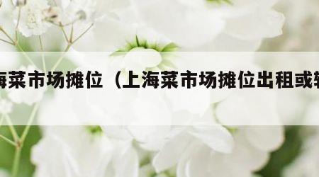 上海菜市场摊位（上海菜市场摊位出租或转让）