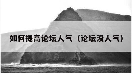 如何提高论坛人气（论坛没人气）