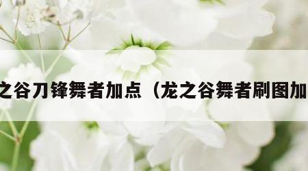 龙之谷刀锋舞者加点（龙之谷舞者刷图加点）