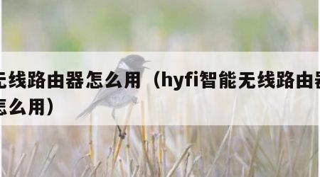无线路由器怎么用（hyfi智能无线路由器怎么用）