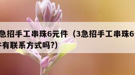 3急招手工串珠6元件（3急招手工串珠6元件有联系方式吗?）