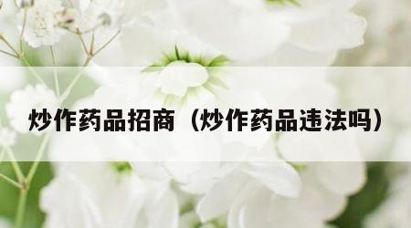 炒作药品招商（炒作药品违法吗）