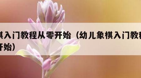 象棋入门教程从零开始（幼儿象棋入门教程从零开始）