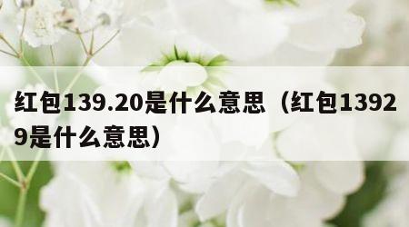 红包139.20是什么意思（红包13929是什么意思）