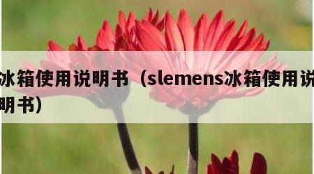 冰箱使用说明书（slemens冰箱使用说明书）