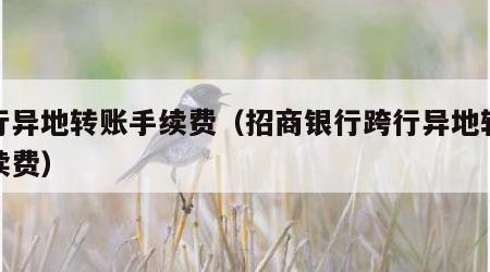 跨行异地转账手续费（招商银行跨行异地转账手续费）