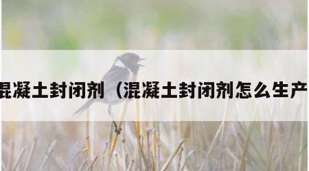 混凝土封闭剂（混凝土封闭剂怎么生产）