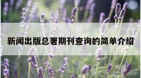 新闻出版总署期刊查询的简单介绍
