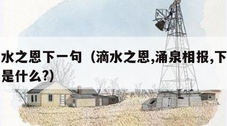 滴水之恩下一句（滴水之恩,涌泉相报,下一句是什么?）