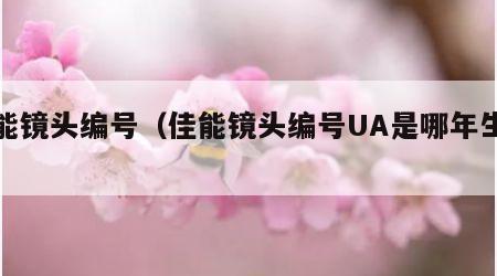 佳能镜头编号（佳能镜头编号UA是哪年生产的）