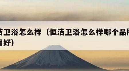 恒洁卫浴怎么样（恒洁卫浴怎么样哪个品牌的马桶好）
