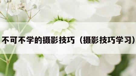 不可不学的摄影技巧（摄影技巧学习）