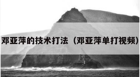 邓亚萍的技术打法（邓亚萍单打视频）