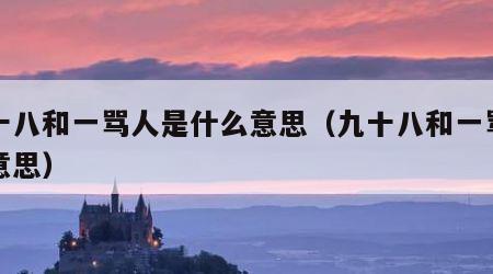 九十八和一骂人是什么意思（九十八和一骂人啥意思）