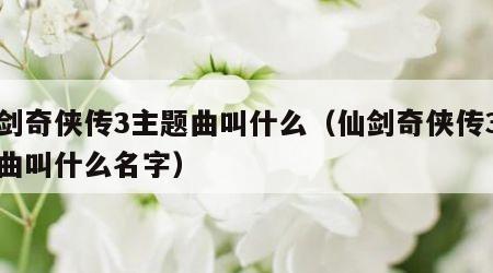 仙剑奇侠传3主题曲叫什么（仙剑奇侠传3主题曲叫什么名字）