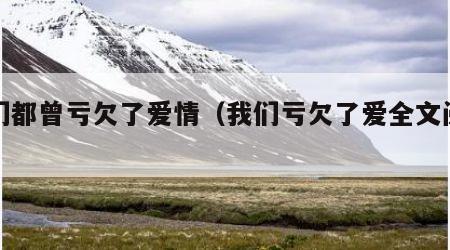 我们都曾亏欠了爱情（我们亏欠了爱全文阅读）