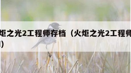 火炬之光2工程师存档（火炬之光2工程师mod）