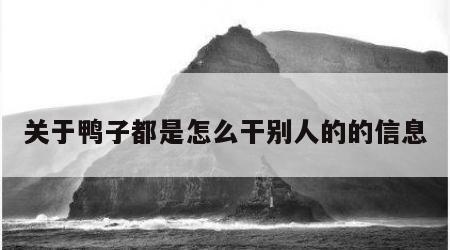 关于鸭子都是怎么干别人的的信息