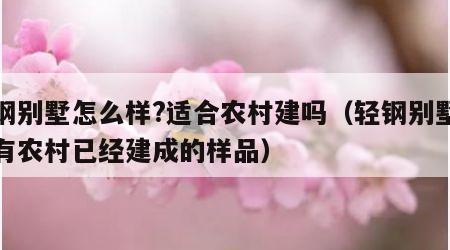 轻钢别墅怎么样?适合农村建吗（轻钢别墅有没有农村已经建成的样品）