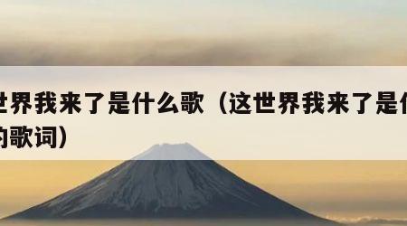这世界我来了是什么歌（这世界我来了是什么歌的歌词）