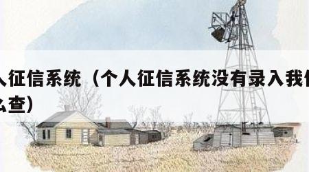 个人征信系统（个人征信系统没有录入我信息怎么查）